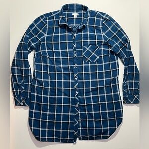 J. Jill Long Sleeve Plaid Button Shirt, Medium, Blue